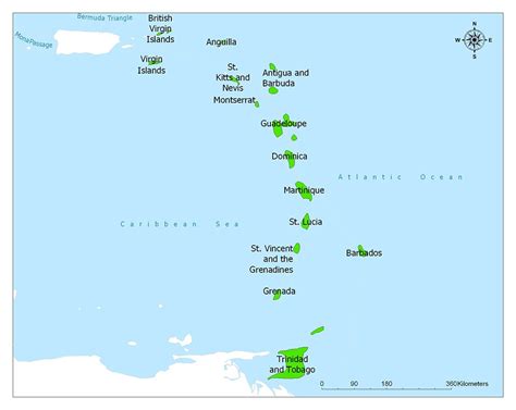 Map of Lesser Antilles showing various industries implementing MAP